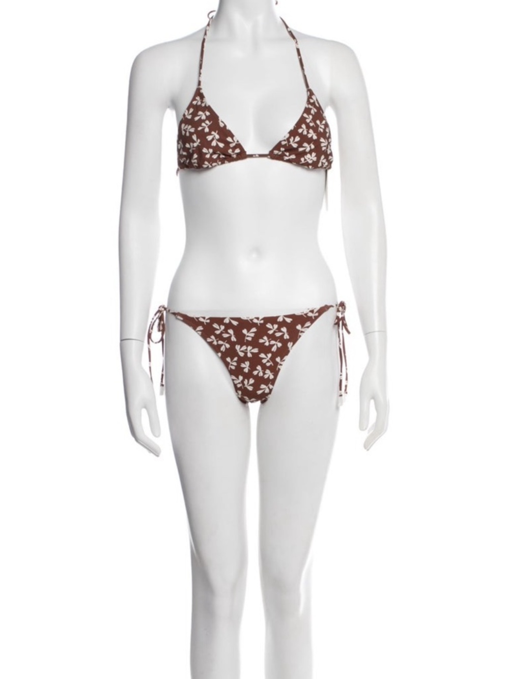 Tory Burch Brown and White Floral Bikini Set